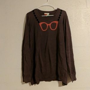 Modcloth purple sweater with glasses